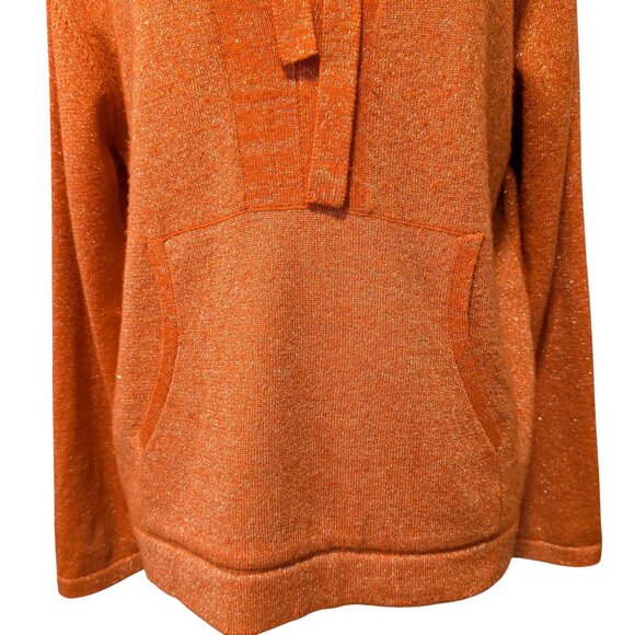 Le Superbe Womens Size M Orange Metallic Peace Sign Wool Cashmere Hooded Sweater - Picture 6 of 12
